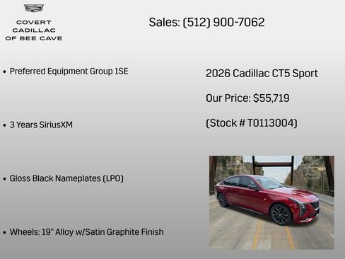 New 2026 Cadillac CT5 Sport RWD image 6