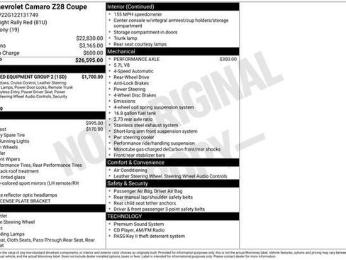 Used 2002 Chevrolet Camaro Z28 w/ Preferred Equipment Group 2 RWD image 4
