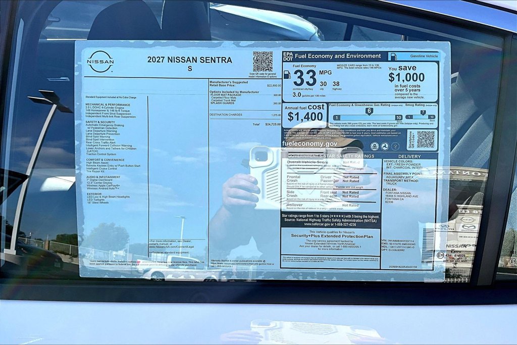 New 2027 Nissan Sentra S w/ Floor Mat Package FWD image 12