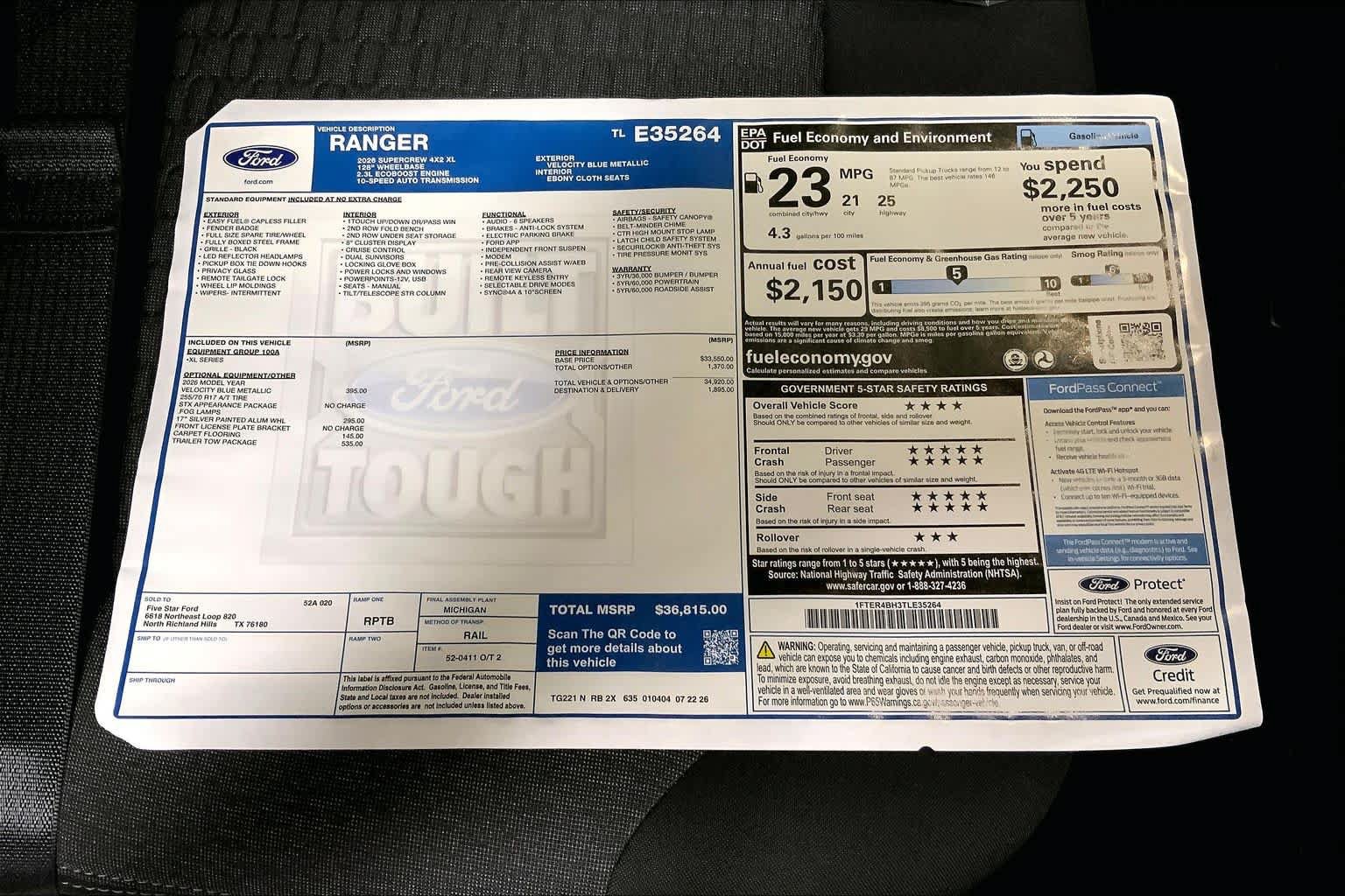 New 2026 Ford Ranger XL w/ Trailer Tow Package RWD image 21