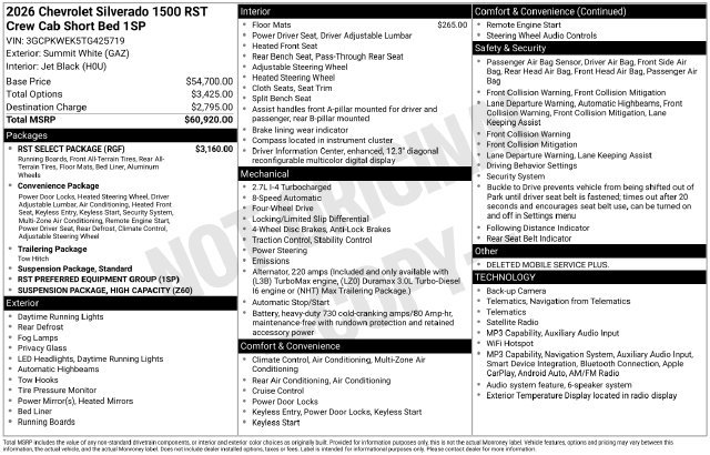 New 2026 Chevrolet Silverado 1500 RST w/ RST Select Package AWD/4WD image 4