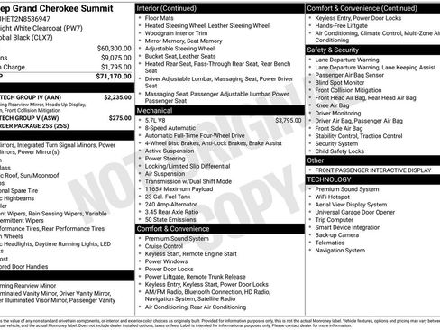 Used 2022 Jeep Grand Cherokee Summit w/ Adv Protech Group IV image 50