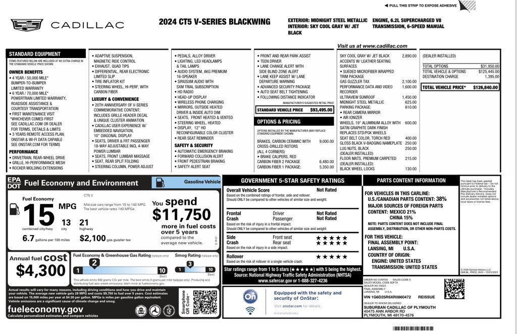 Used 2024 Cadillac CT5 V Blackwing w/ Carbon Fiber Package 2 RWD image 40