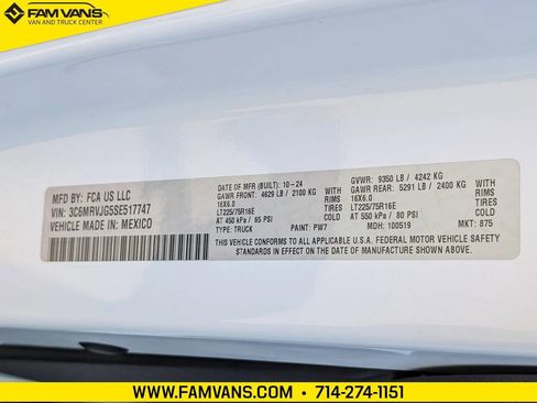 Used 2025 RAM ProMaster 3500 w/ Convenience Group FWD image 21