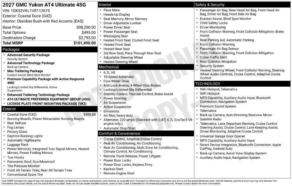 New 2027 GMC Yukon AT4 Ultimate AWD/4WD image 25