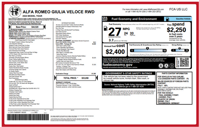 Used 2024 Alfa Romeo Giulia Veloce RWD image 11