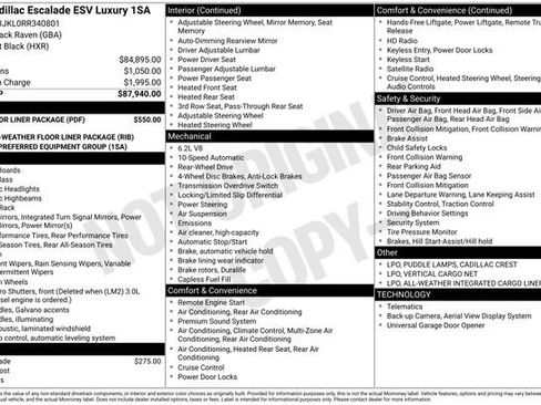 Used 2024 Cadillac Escalade ESV Luxury w/ LPO, Floor Liner Package image 5