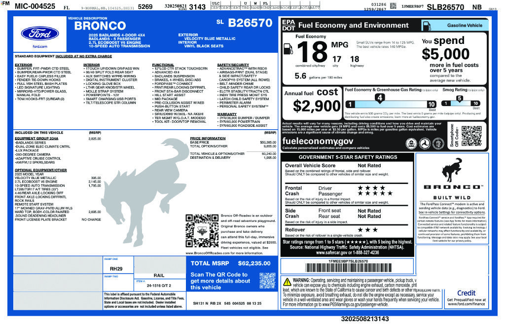 Certified 2025 Ford Bronco Badlands AWD/4WD image 6