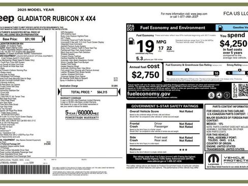 Certified 2025 Jeep Gladiator Rubicon AWD/4WD image 4