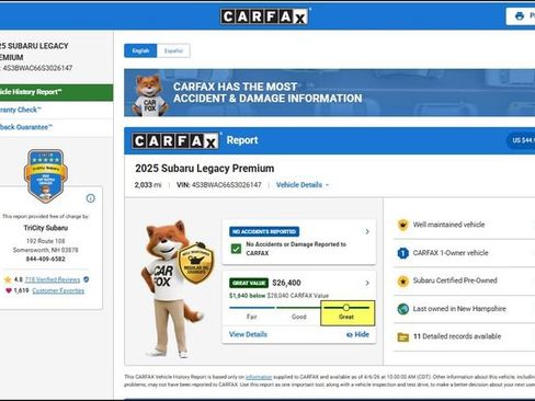 Certified 2025 Subaru Legacy Premium image 11