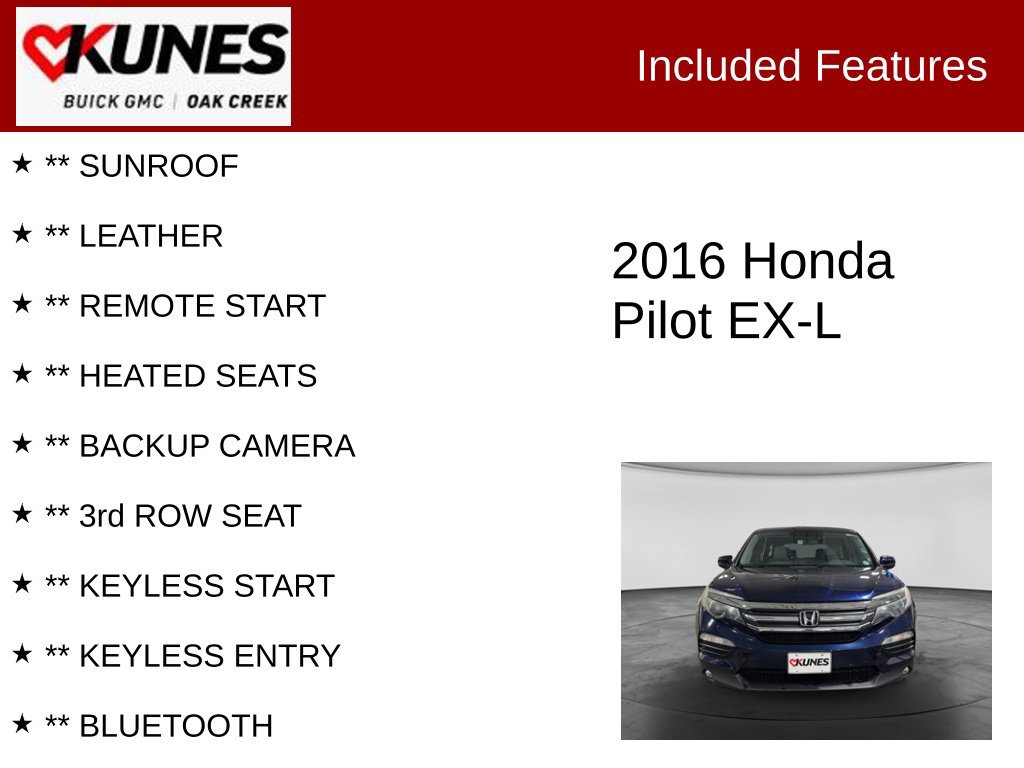 Used 2016 Honda Pilot EX-L image 2