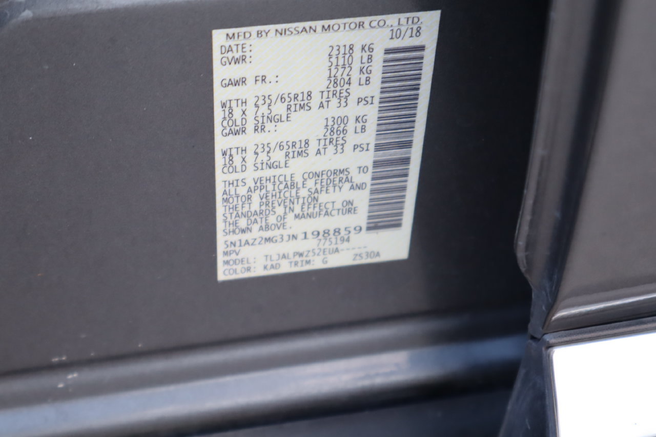 Used 2018 Nissan Murano S w/ Cargo Package FWD image 27