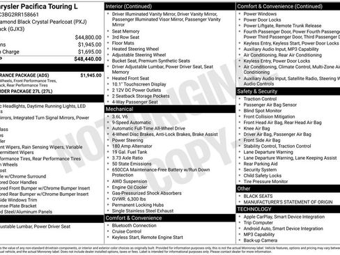 Certified 2024 Chrysler Pacifica Touring-L w/ S Appearance Package AWD/4WD image 33