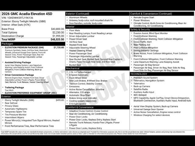 Used 2026 GMC Acadia Elevation w/ Elevation Premium Package FWD image 5