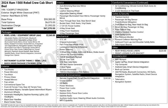 Used 2024 RAM 1500 Rebel w/ Rebel Level 1 Equipment Group AWD/4WD image 43