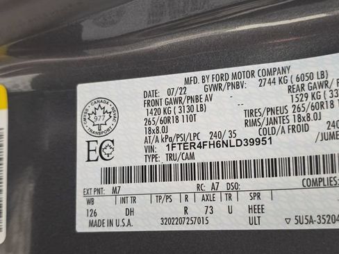 Used 2022 Ford Ranger Lariat w/ Equipment Group 501A High AWD/4WD image 10
