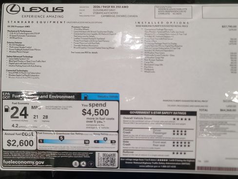 Used 2026 Lexus RX 350 Premium Plus w/ Convenience Package AWD/4WD image 44