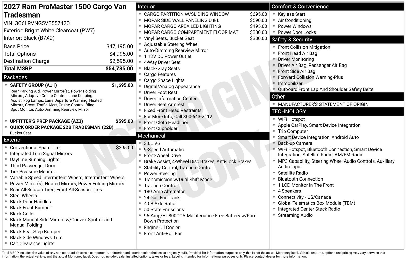 New 2027 RAM ProMaster 1500 w/ Safety Group FWD image 26