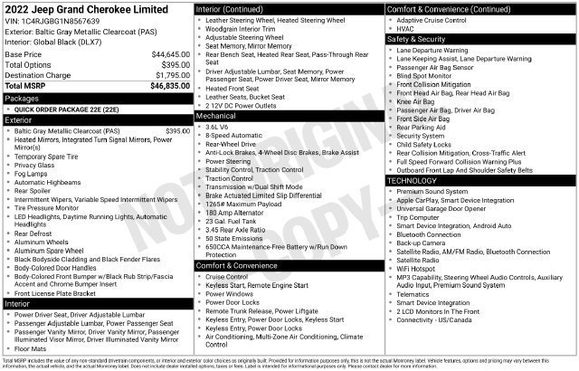 Used 2022 Jeep Grand Cherokee Limited RWD image 2