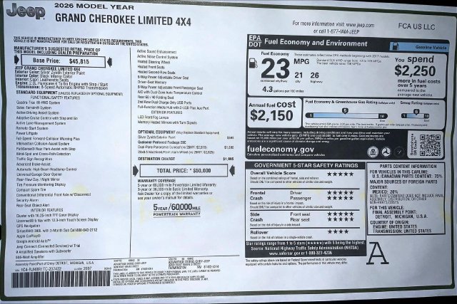 New 2026 Jeep Grand Cherokee Limited AWD/4WD image 22