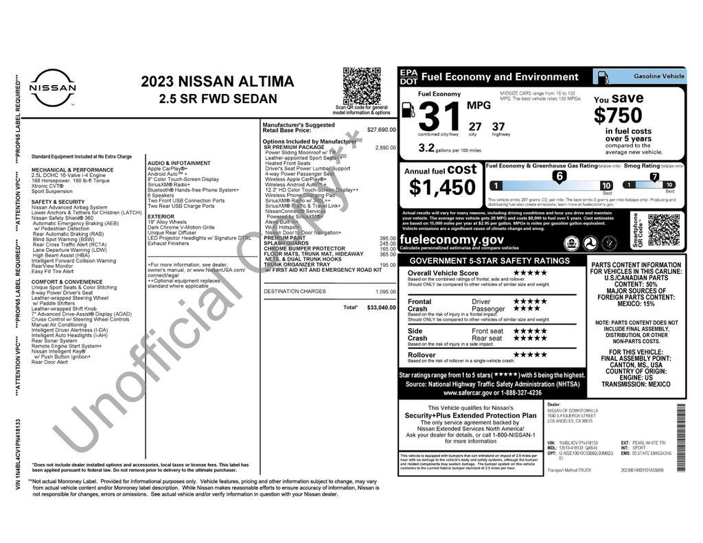 Used 2023 Nissan Altima 2.5 SR w/ SR Premium Package FWD image 5