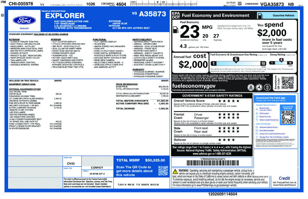 New 2027 Ford Explorer Active w/ Active Comfort Package AWD/4WD image 2