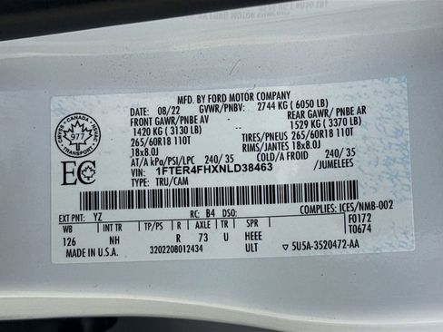 Used 2022 Ford Ranger Lariat w/ Equipment Group 501A High image 29