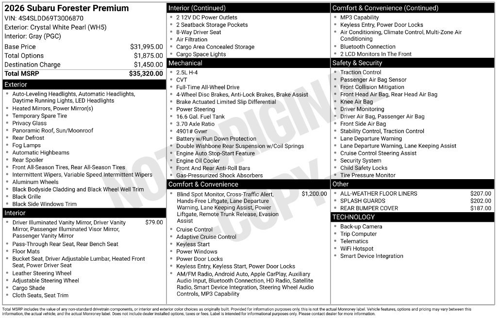 Certified 2026 Subaru Forester Premium AWD/4WD image 34