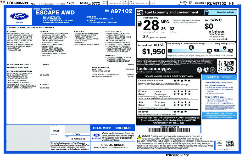 Certified 2024 Ford Escape Active AWD/4WD image 29