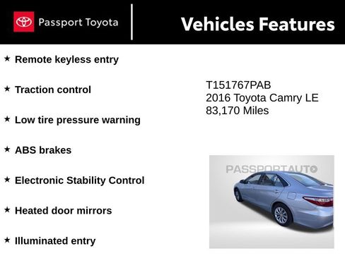 Used 2016 Toyota Camry LE image 7