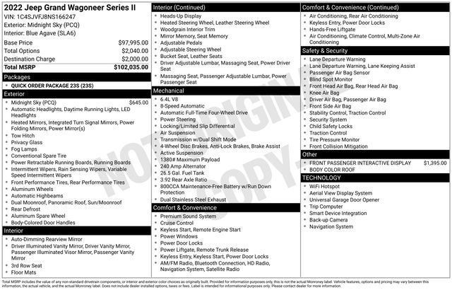 Certified 2022 Jeep Grand Wagoneer Series II AWD/4WD image 8