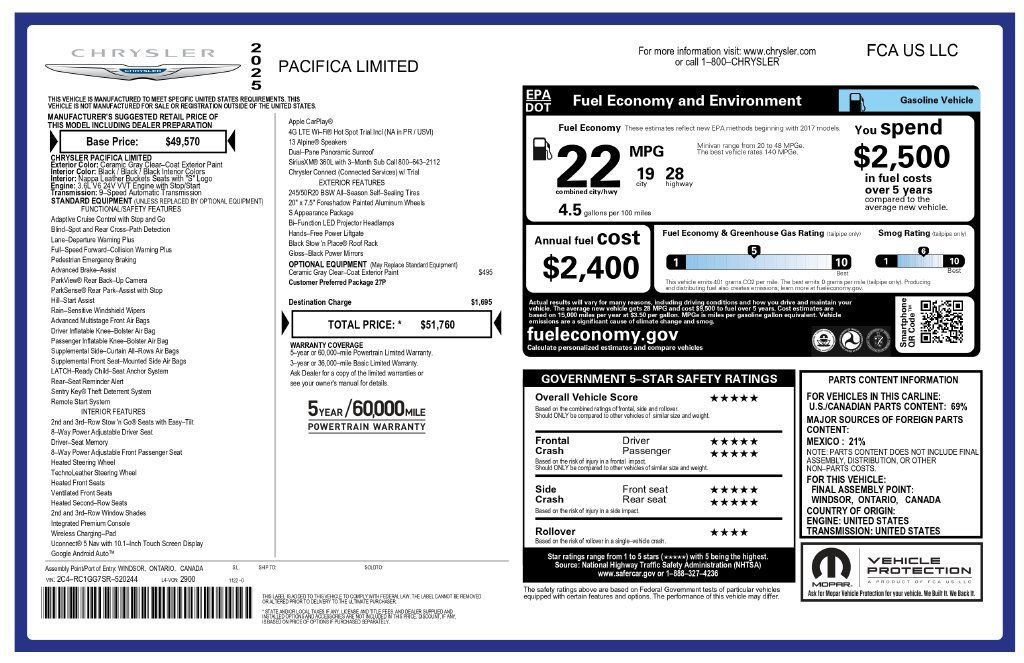 Used 2025 Chrysler Pacifica Limited FWD image 6