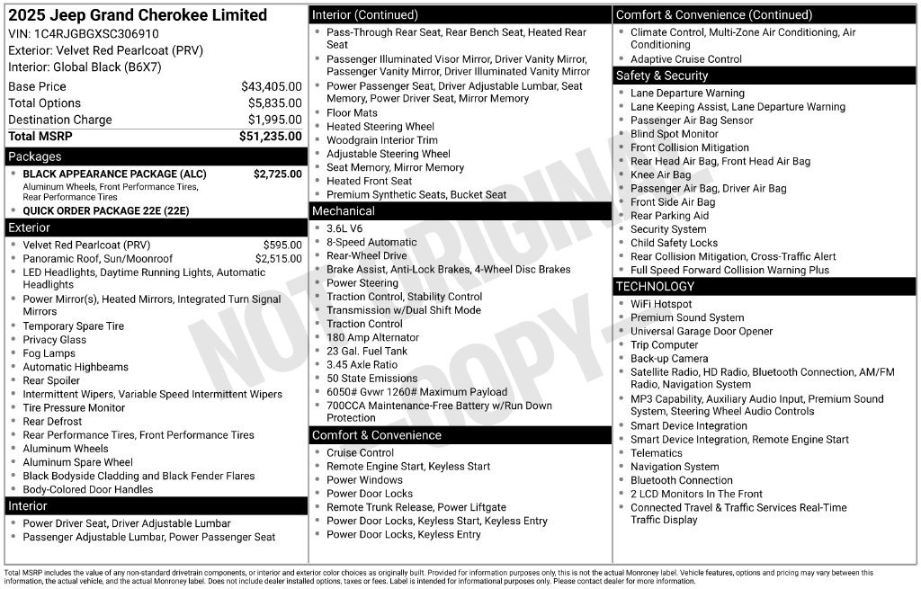 Certified 2025 Jeep Grand Cherokee Limited w/ Black Appearance Package RWD image 9
