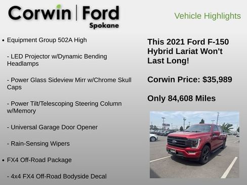 Used 2021 Ford F150 Lariat w/ Equipment Group 502A High AWD/4WD image 9