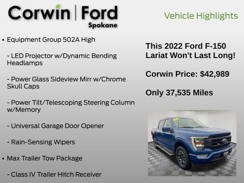Used 2022 Ford F150 Lariat w/ Equipment Group 502A High image 13