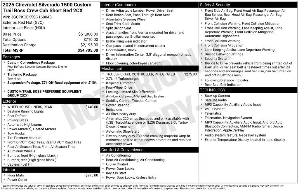 Used 2025 Chevrolet Silverado 1500 Custom Trail Boss AWD/4WD image 39
