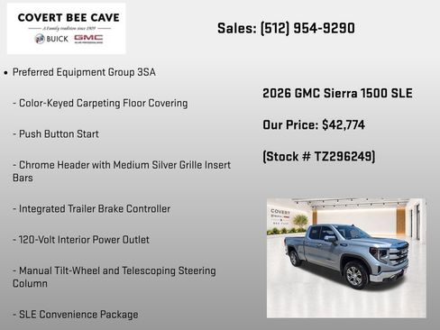 New 2026 GMC Sierra 1500 SLE w/ Preferred Package RWD image 13