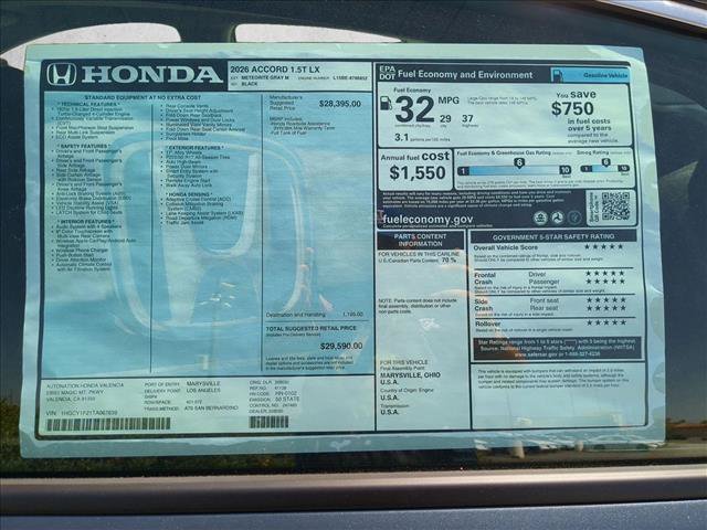 New 2026 Honda Accord LX image 16