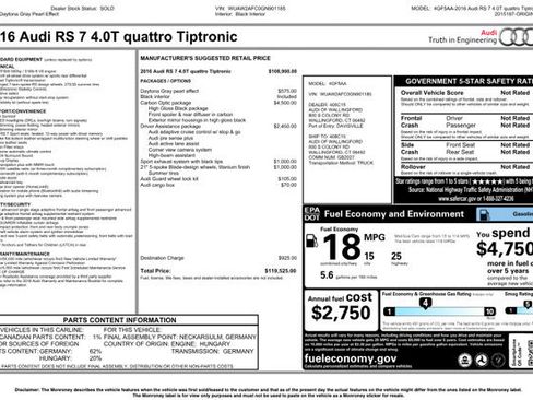 Used 2016 Audi RS 7 Prestige w/ Carbon-Optic Package image 12