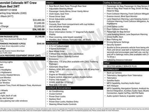 New 2026 Chevrolet Colorado W/T w/ WT Custom Package RWD image 2