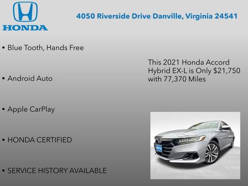 Certified 2021 Honda Accord EX-L image 12