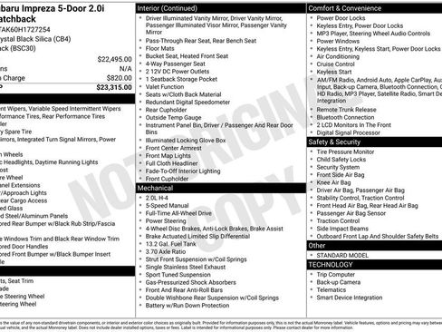 Used 2017 Subaru Impreza 2.0i Sport image 6