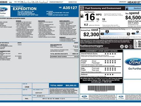 Used 2017 Ford Expedition EL Limited w/ Equipment Group 301A AWD/4WD image 1
