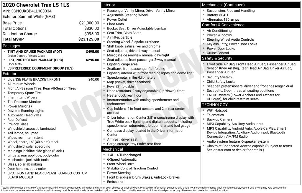 Used 2020 Chevrolet Trax LS w/ Tint and Cruise Package FWD image 12