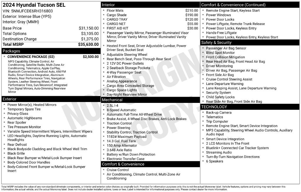 Used 2024 Hyundai Tucson SEL w/ Convenience Package AWD/4WD image 11