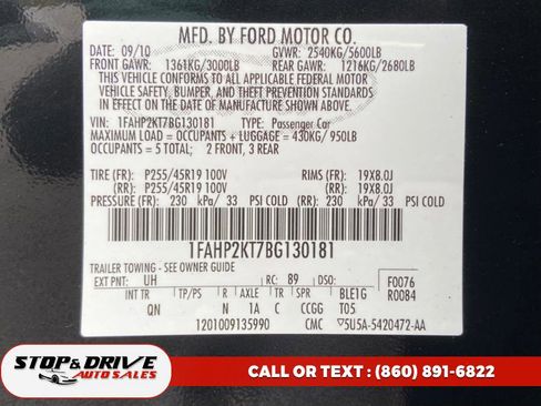 Used 2011 Ford Taurus SHO w/ 402A Rapid Spec Order Code image 20