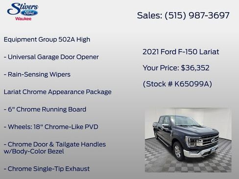 Used 2021 Ford F150 Lariat w/ Equipment Group 502A High AWD/4WD image 22