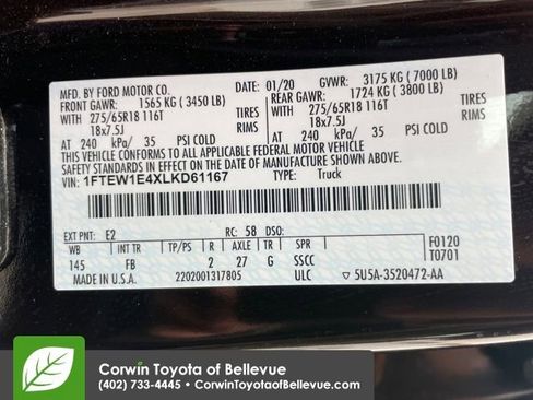 Used 2020 Ford F150 XLT w/ Equipment Group 302A Luxury image 30