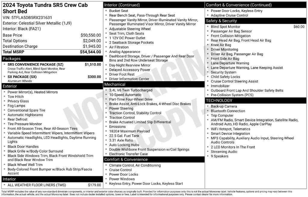 Used 2024 Toyota Tundra SR5 w/ SR5 Convenience Package AWD/4WD image 10