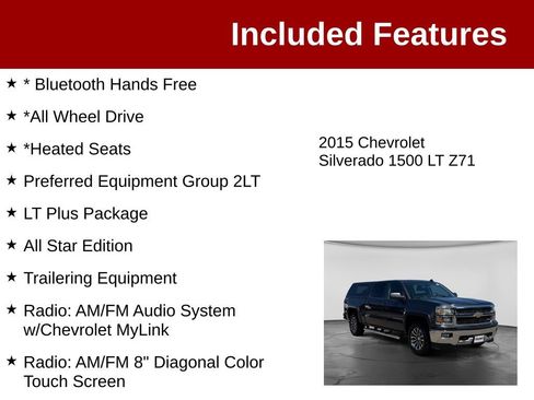 Used 2015 Chevrolet Silverado 1500 LT w/ All Star Edition AWD/4WD image 3